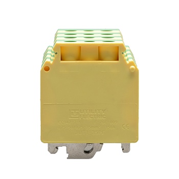 Заземляющая клемма JUT1-35PE - Заземляющая клемма, тип фиксации провода: винтовой, номинальное сечение: 35 мм кв., 500V, ширина: 15,2 мм, цвет: желто-зеленый, тип монтажа: DIN35