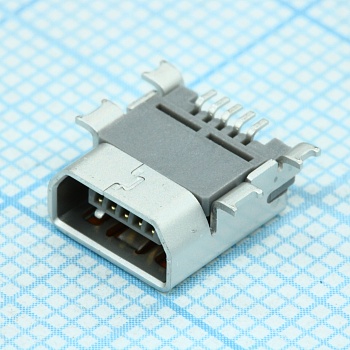 565790576 - Разъем Mini USB тип AB 5 контактов 0.8мм угловой 1 порт для поверхностного монтажа лента на катушке