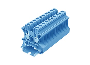 Проходная клемма TU6-2-BU - Проходная клемма, тип фиксации провода: винтовой, номинальное сечение: 6 мм кв., 41A, 1000V, ширина: 8,2 мм, цвет: синий, тип монтажа: DIN 35
