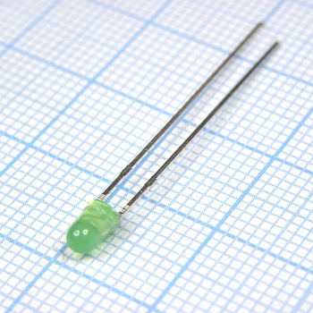 L-7104GD-5V - Светодиод 3мм/зеленый/568нм/8-20мкд/40°/встроенный резистор/5в