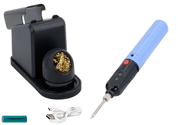 ZD-20G - Аккумуляторный паяльник 8Вт, разогрев до 400°С, подзарядка от подставки, элемент 18650