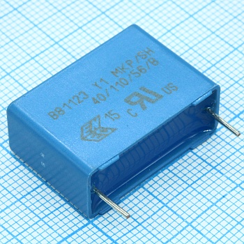 B81123C1103M - Конденсатор пленочный помехоподавляющий Y1 0.01мкФ 250В переменного тока ±20% (26.5 X 10.5 X 16.5мм) радиальные выводы 22.5мм 100°C автомобильного применения россыпь