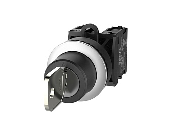 Селекторный переключатель (черный) TS2520-2BG60-S20 - Переключатель, с ключом, 3-х позиционный, самовозврат из 2х положений, ключ вынимается из центрального положения без подсветки, утопленное алюминиевое переднее кольцо, с мгновенным нажатием, с контактн