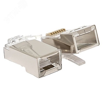 Коннектор RJ-45 TERACOM экранированный 8P8C Cat.5E универсальный (упак.20шт) TRC-PLUG-5EFTP-20