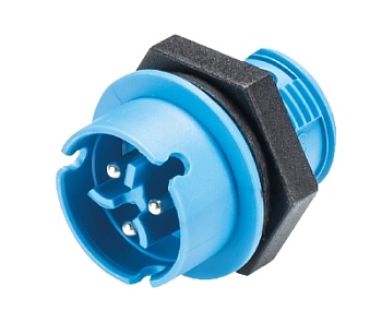Разъем RST08i3 S S1 M02H BL - Вилочный разъем в панель М14, IP68(69k), 3 полюса, цвет: синий, номинальные характеристики: 250V/400V 8A, серия gesis RST MICRO