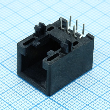 955012661 - Розетка на плату RJ-12 6 контактов шаг 2.54мм угловая монтаж в отверстие 6 терминалов 1 порт лоток