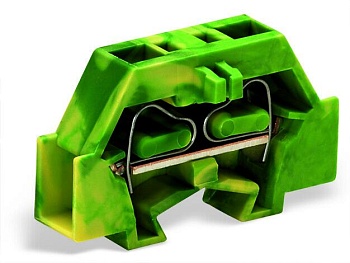 Клемма мини 241327 - Мини клемма, боковой подвод кабеля, 2 точки подключения в клемме, тип фиксации провода: пружинный, номинальное сечение: 2,5 мм кв., 24A, 500V, цвет: желто-зеленый, тип монтажа: DIN15