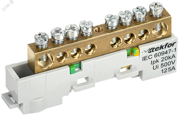 TEKFOR Шина PE земля неизолированная на универсальном держателе 8х12-8-Ж IEK TF-NN20-08-DL-K05