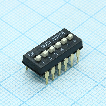 1825057-5 - Переключатель DIP 6 групп 0.1A 24В 2.54мм монтаж в отверстие