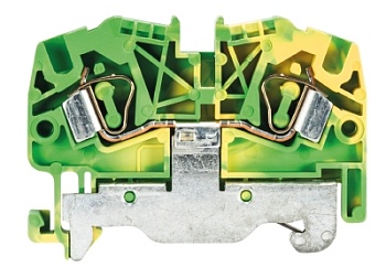 Клемма заземл. WKF 4 SL/35 - Заземляющая клемма, тип фиксации провода: пружинный, номинальное сечение: 4 мм кв., 32A, 800V, ширина: 6 мм, цвет: желто-зеленый, тип монтажа: DIN 35