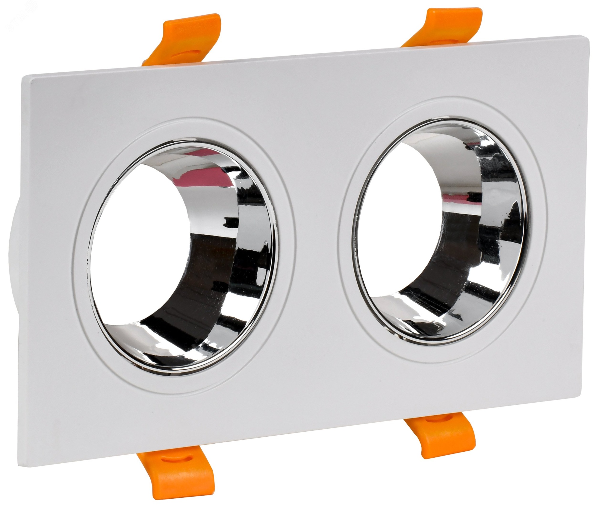 Светильник 4108 встр. поворотн. 2хGU10 белый/хром пласт. IEK (кр.1шт)