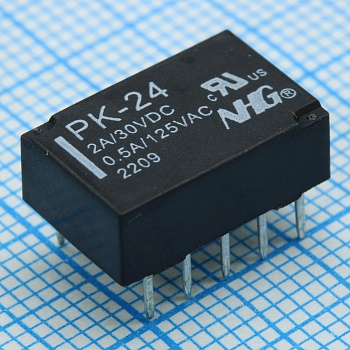 PK-24V - Реле поляризованное 0.5A 125VAC / 2A 30VDC 2 группы на переключение поляризованное,2 обмотки 24В 0.2Вт