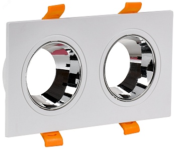 Светильник 4108 встр. поворотн. 2хGU10 белый/хром пласт. IEK (кр.1шт)