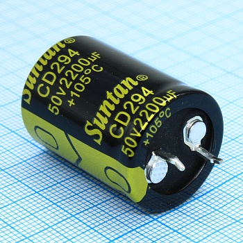 TS13DR1H222MSB0D0R - Конденсатор алюминиевый электролитический 50В  2200мкФ ±20%, 22*30 P:10мм защелкиваемые выводы 2000ч -40...+105°С