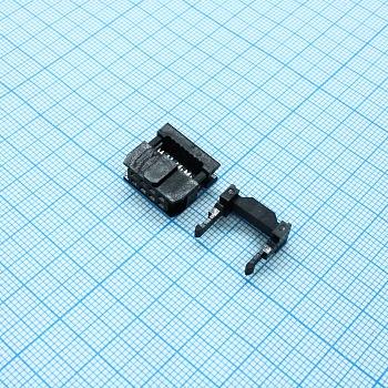 IDC-08F - IDC разъем, розетка на плоский шлейф 8pin(2x4), шаг 2.54мм