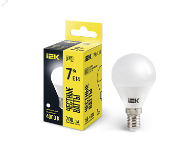 Лампа светодиодная Eco G45 7Вт шар 4000К нейтр. бел. E14 630лм 230-240В LLE-G45-7-230-40-E14