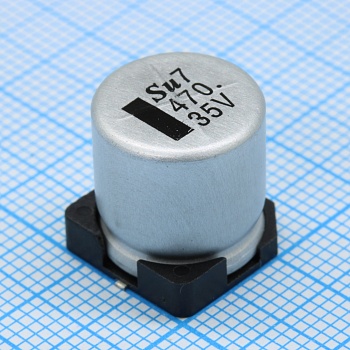 TS13C71V471MMT000R - Конденсатор алюминиевый  электролитический 470мкФ 35В ±20% (12.5 X 16мм) для поверхностного монтажа 1150мА 5000час 105°С лента на катушке