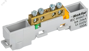 TEKFOR Шина PE земля неизолированная на универсальном держателе 6х9-4-Ж IEK TF-NN10-04-DL-K05