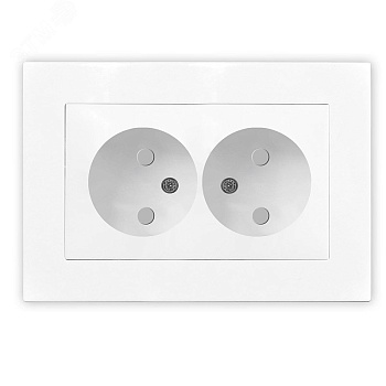 Розетка двухместная UNIVersal серия Афина б/з, с/у, з/ш, 16А, 220В, белая (еврослот), механизм A0048
