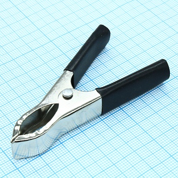 8-0039 BLACK - Зажим "Крокодил" с изолятором (черный), 35А, 75мм