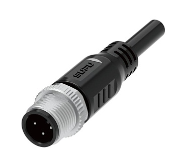 Вилочный разъем с кабелем M12A03Z-MMSST-UP001B - Вилочный разъем с кабелем, 3 полюса, M12, прямой, длина кабеля 1 м, A-Code, материал оболочки кабеля: PVC, 4А, 250V, корпус из пластика, резьбовое соединение: цинк, неэкранированный