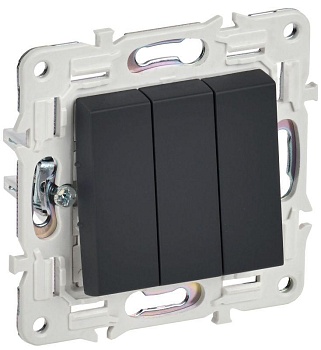 SKANDY Выключатель 3-клавишный 10А SK-V11G графит IEK SK-V30-0-10-K53