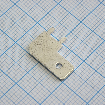 Контакт штыревой угл. DJ617-6.3мм на пл. - Контакт штыревой угловой 6.3мм с отверстием на плату (шаг 5 мм)