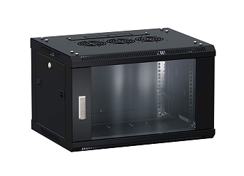 Шкаф настенный 19" TERACOM PRO 6U 600х450 мм дверь стеклянная с замком-ручкой ч-рный