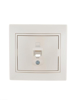 Розетка компьютерная 1-м СП Mira RJ45 16А IP20 со вставкой жемчуж./бел. перламутр. 701-3030-139