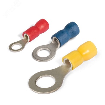 НКИ 2.5-6 - Наконечник кабельный кольцевой изолированный с ПВХ манжетой, сечение 1-2.5мм2 под М6