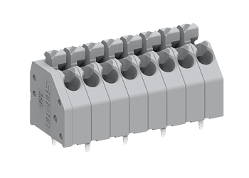 Розеточный разъем на плату 250212 - Клемма, вертикальный подвод кабеля, на плату, шаг: 3.5 мм, 12 полюсов, фиксация провода push-in, исполнение: выводы на плату в шахматном порядке, 320V, 8A, цвет: серый