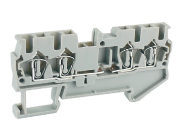 Проходная клемма UJ5-4/2X2-U - Проходная клемма, 4 точки подключения в клемме, тип фиксации провода: пружинный, номинальное сечение: 4 мм кв., 40A, 800V, ширина: 6,2 мм, цвет: серый, тип монтажа: