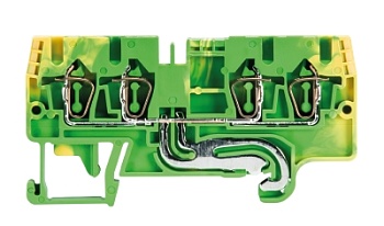 Клемма сдв. заземл. WKFN 2.5 D2/2/SL/35 - Заземляющая клемма, 4 точки подключения, тип фиксации провода: пружинный, номинальное сечение: 2,5 мм кв., 800V, ширина: 5 мм, цвет: желто-зеленый, тип монтажа: DIN 35