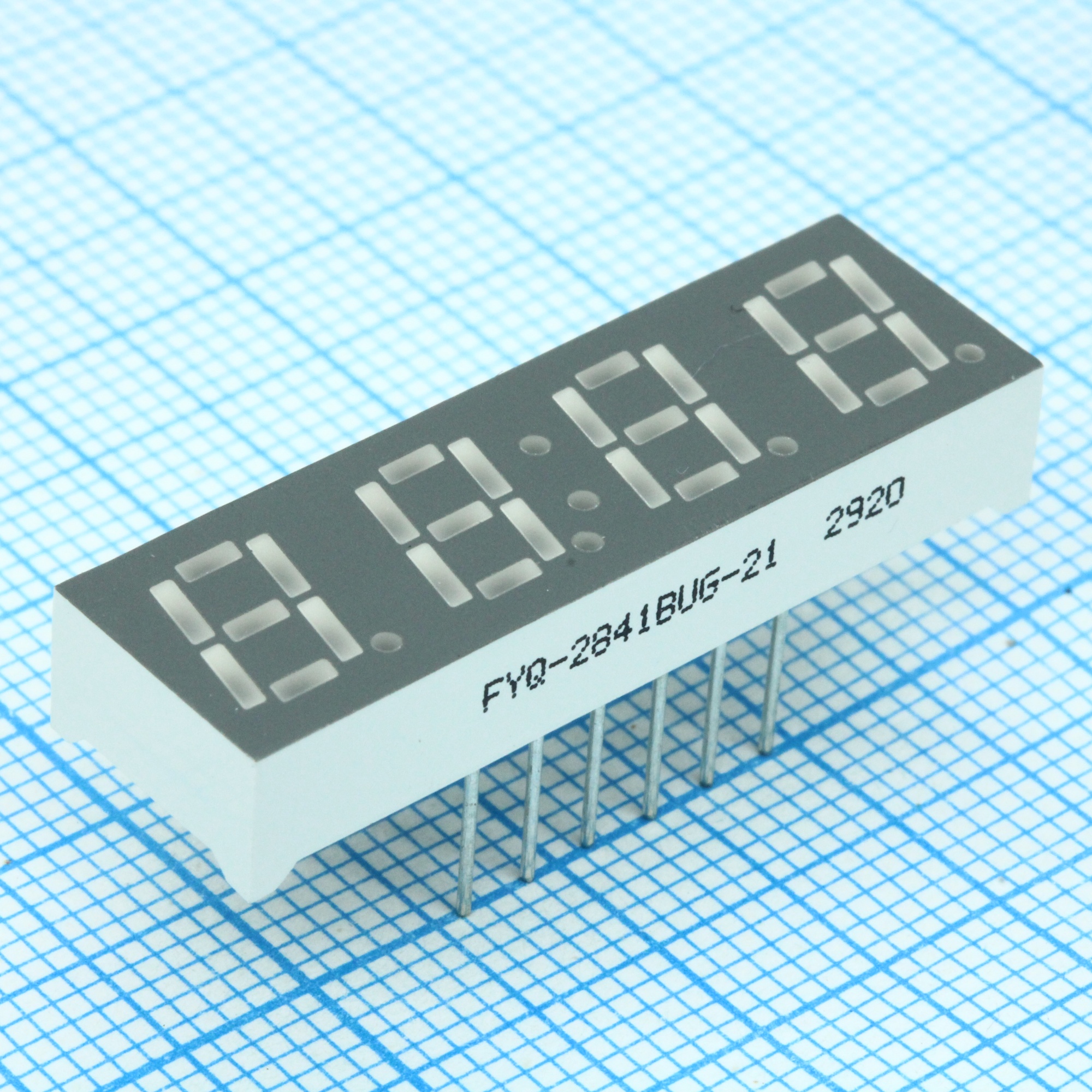 FYQ-2841BUG-21 - 4-х разрядный индикатор 7мм/зеленый/570нм/60-100мкд/ОА