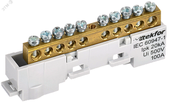 TEKFOR Шина L фаза неизолированная на универсальном держателе 6х9-10-Ср IEK TF-NN10-10-DL-K03