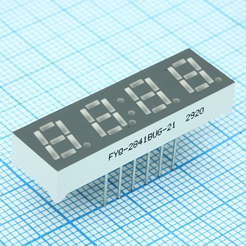 FYQ-2841BUG-21 - 4-х разрядный индикатор 7мм/зеленый/570нм/60-100мкд/ОА