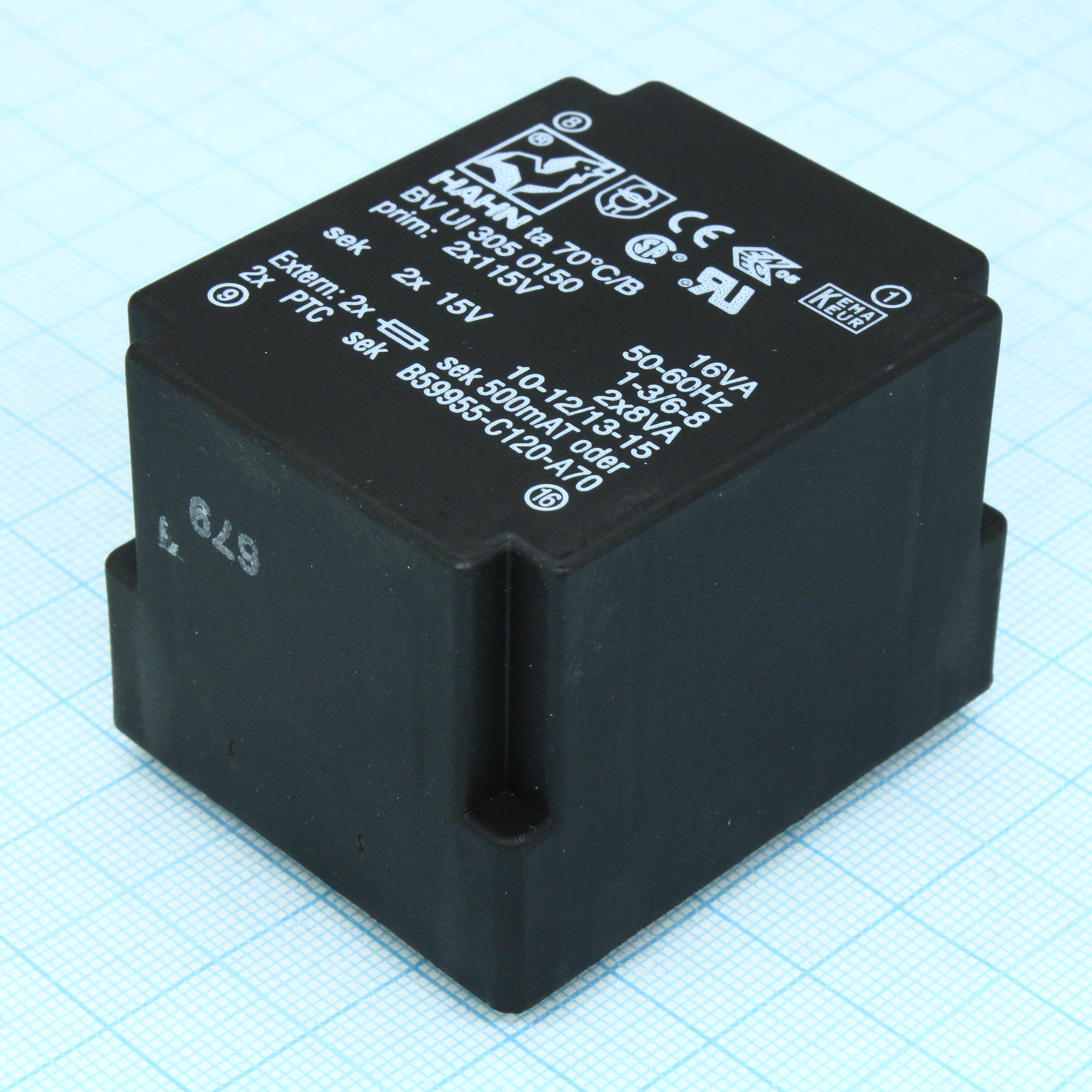 BV UI 305 0150 - Трансформатор питания 16ВА 2x115В, 2x15В, 2x533мА 70/B