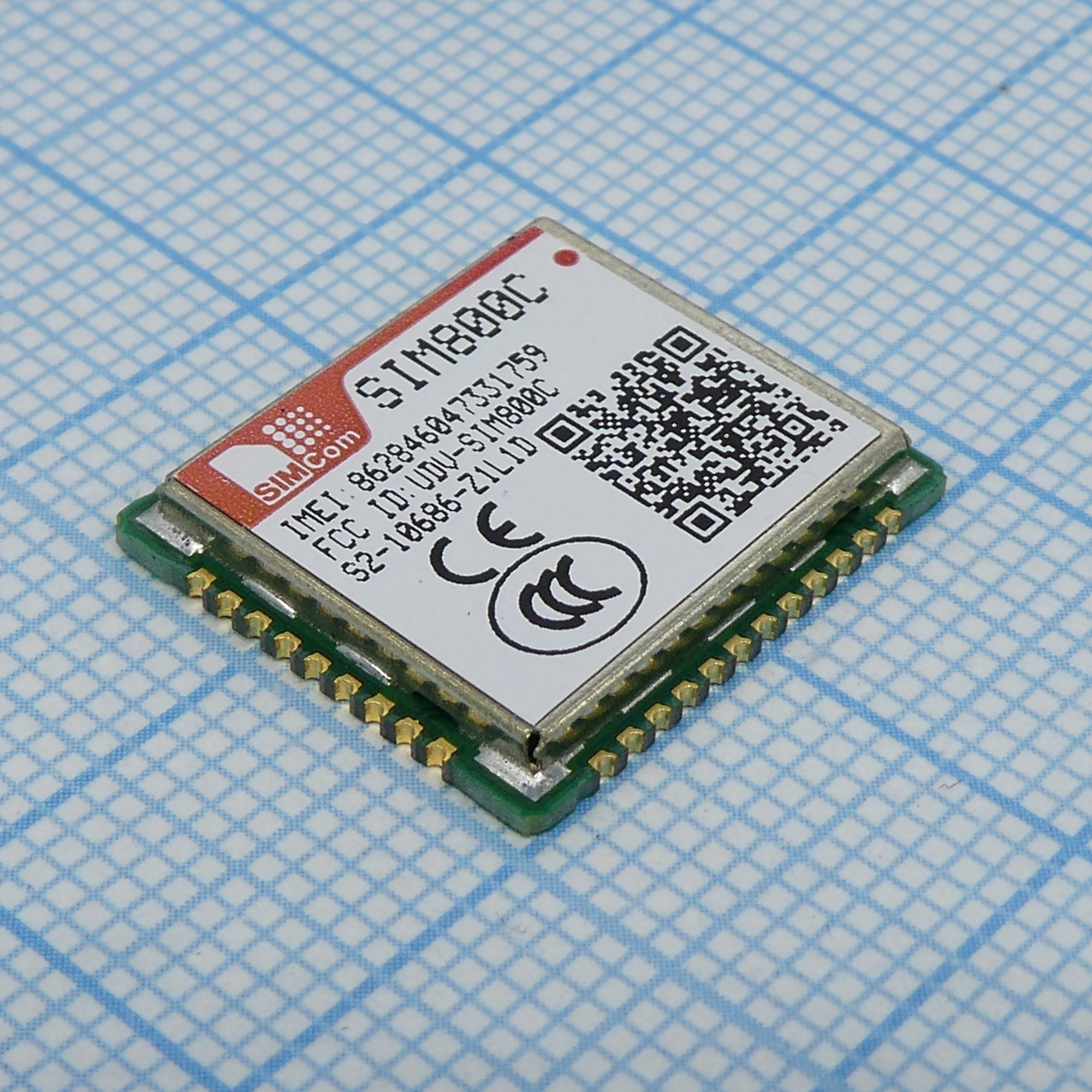 SIM800C24 - GSM/GPRS модуль, размеры 17.6x15.7x2.3 мм