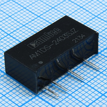 AM1DS-2403SJZ - DC/DC, 1Вт, вход 21.6…26.4В, выход 3.3В/0.03…0.303А, изоляция 1500В DC, КПД 75%, максимальная емкостная нагрузка не более 2400мкФ, SIP7, 19.65x6x10.16мм, -40…105°C, пластик