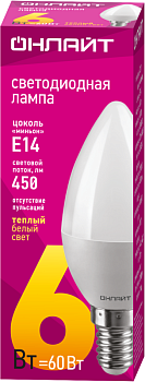 Лампа светодиодная 71 628 OLL-C37-6-230-2.7K-E14-FR 6Вт свеча 2700К тепл. бел. E14 450лм 220-240В 71628