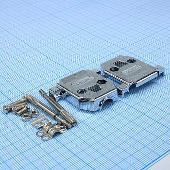 DS1046-15C1L1 - Кожух для разъема D-Sub 15pin с удлиненными винтами, металлизированный