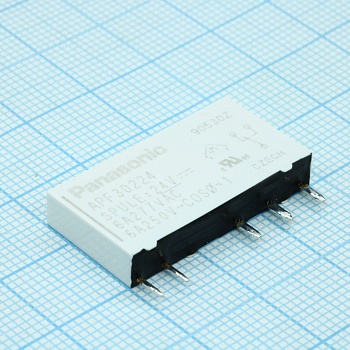 APF30224 - Силовое реле 6А одна контактная группа на переключение катушка 24В (28x5x15)мм монтаж в отверстие