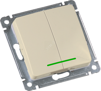 MASTER Выключатель двухклавишный с индикацией, скрытой установки, в рамку, слоновая кость ВС10-452-01