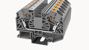 Проходная клемма DS16-01P-11 - Проходная клемма, тип фиксации провода: Push-in, номинальное сечение: 16 мм кв., 76A, 1000V, ширина: 12,2 мм, цвет: серый, втычная перемычка, тип монтажа: DIN35