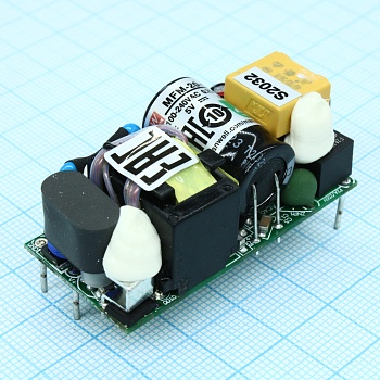 MFM-20-5 - AC-DC med, 20Вт, вход 80...264В AC 47...440 Гц, выход 5В/4А, изоляция 4000В AC, на плате 49х23.8х23мм, -35...+85°C