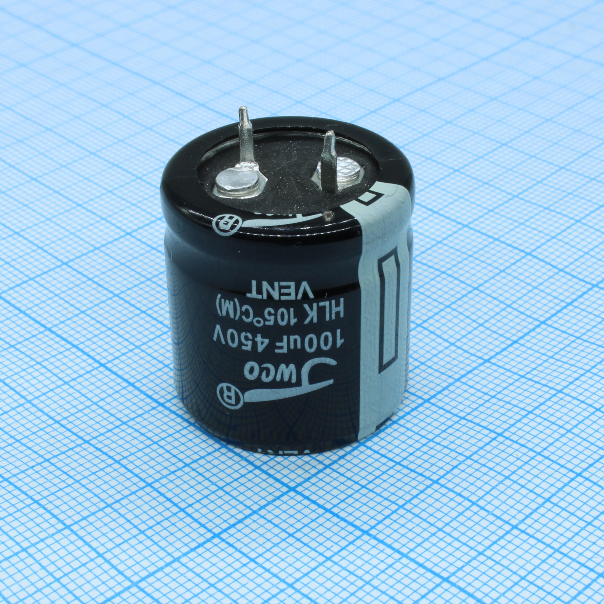 HLK101M2WBKJ2525VBK - Конденсатор алюминиевый электролитический 100мкФ 450В ±20% (25х25мм) защелкиваемые выводы 10мм 2000часов 105°C россыпь