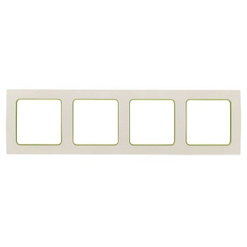 Стокгольм Рамка 4-местная белая с линией цвета зеленый PROxima EAM-G-303-10