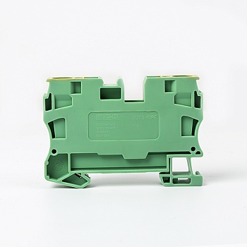 Заземляющая клемма JUT3-10PE - Заземляющая клемма, тип фиксации провода: пружинный, номинальное сечение: 10 мм кв., 1000V, ширина: 10,2 мм, цвет: желто-зеленый, тип монтажа: DIN35