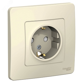BLANCA С/У РОЗЕТКА с заземлением со шторками, 16А, 250В, МОЛОЧНЫЙ C2 BLNRS001112