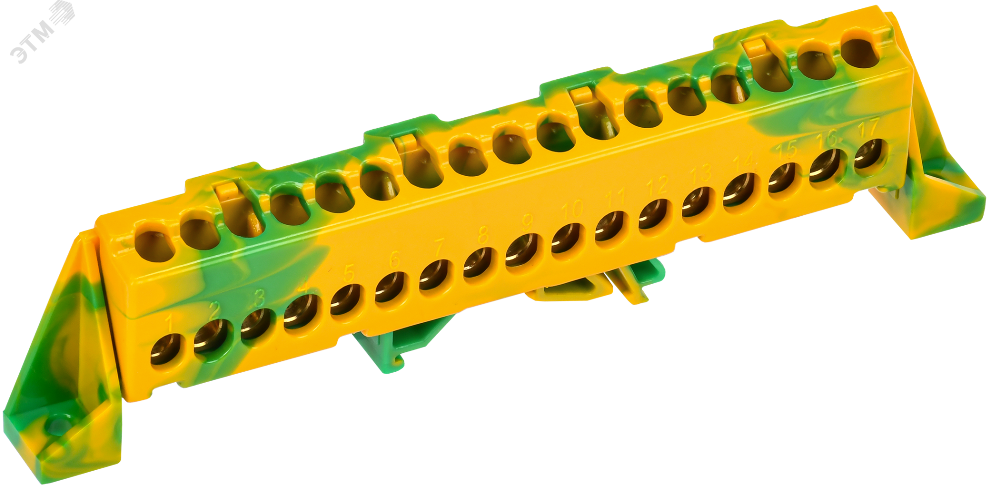 TEKFOR Шина PE земля в комбинированном DIN-изоляторе Стойка 6х9-17-ЖЗ IEK TF-NN10-17-DP-K52